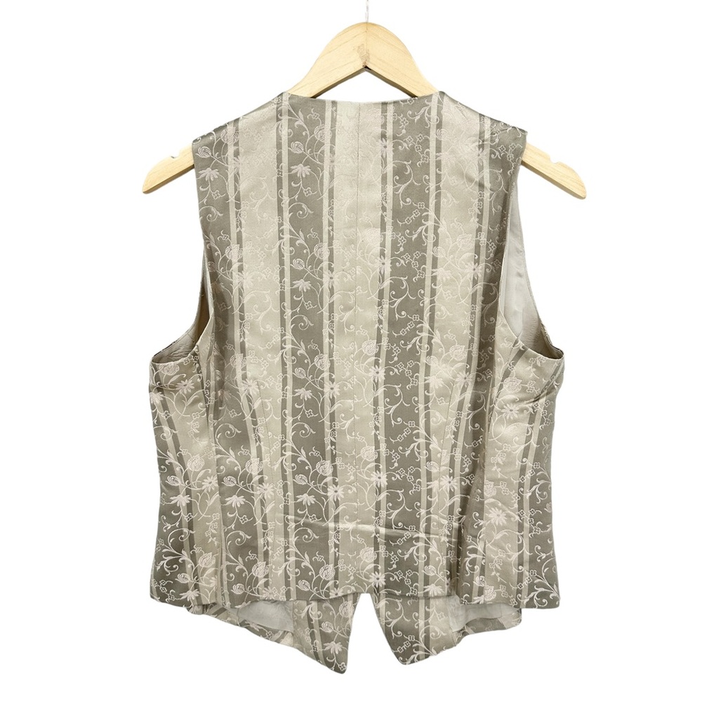 EMANUEL UNGARO 100% SILK FITTED VEST Floral Embroidery Button Close - Picture 2 of 9
